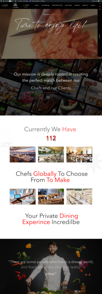 WordPress Website for The Chefs and Catering site Developed By Digisparkzz